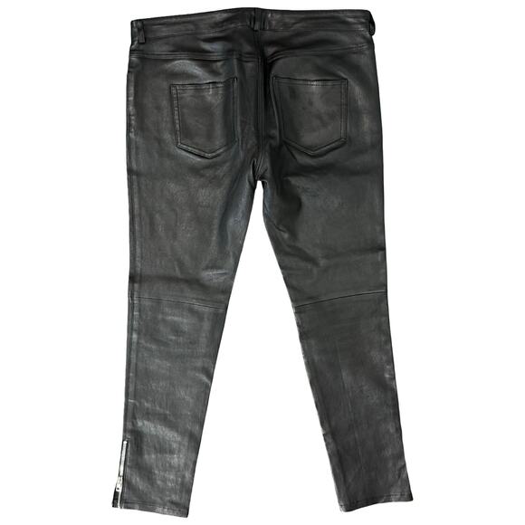 Joseph Black Lambskin Leather Low Rise Evie Zip Ankle Skinny Pants Size 40 / 8 - Picture 6 of 13